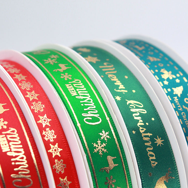 Decorative Gift Packing Ribbon Multi Color Polyester Material For Christmas