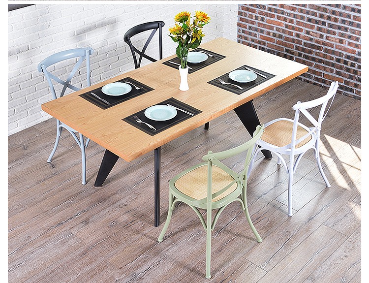 Cross Back Modern Metal Dining Chairs For Restaurant / Coffee Bar