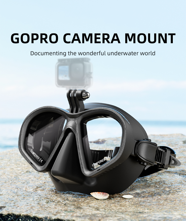Camouflage Freediving Goggles Silicone Skirt Tempered Glass Snorkel Mask