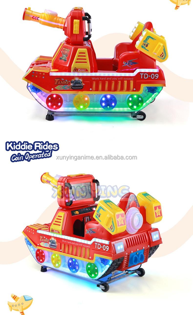 Interactive Kiddie Amusement Rides Happy Train Crazy Tank With Bubble Gun