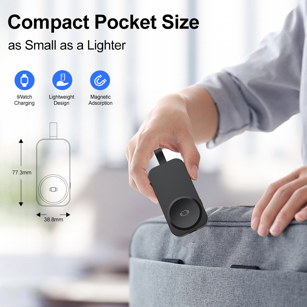 Black/White Compact Design Wireless Watch Charger Power Bank Charging Up to 2-8mm in Retail Box