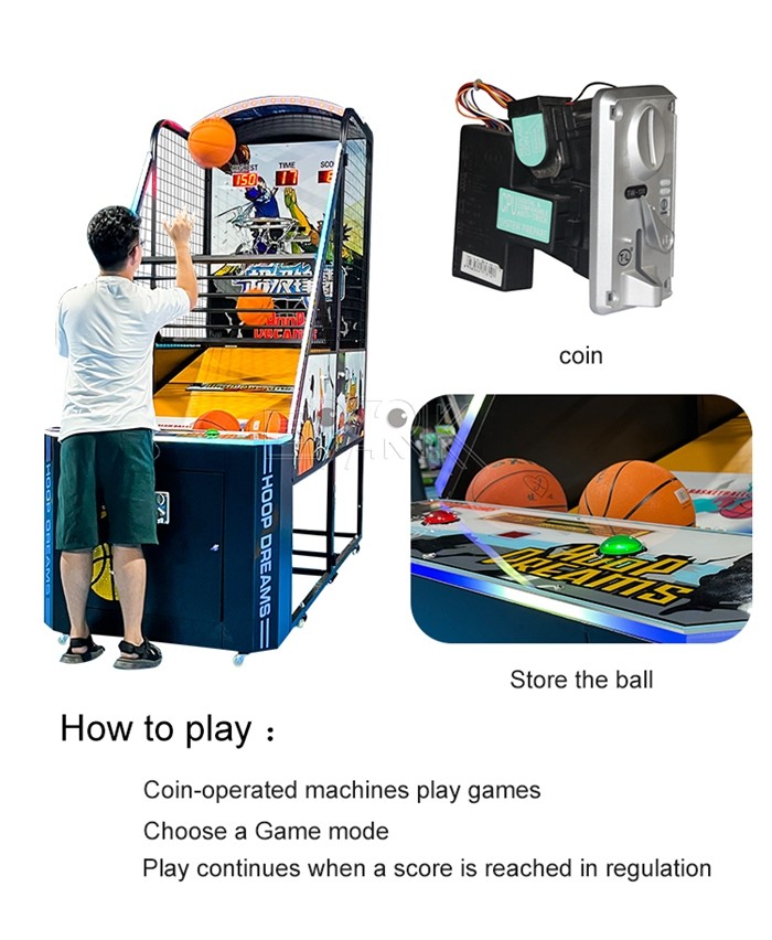 Hoop Dreams Luxurious Arcade Coin Operated Street Basketball Redemption Game Machine