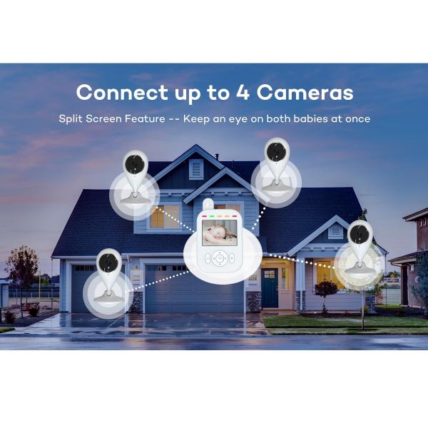 Quality Wireless Video Baby Crying Monitor Night Vision 2.8 Inch LCD Split Screen Baby Monitor for sale