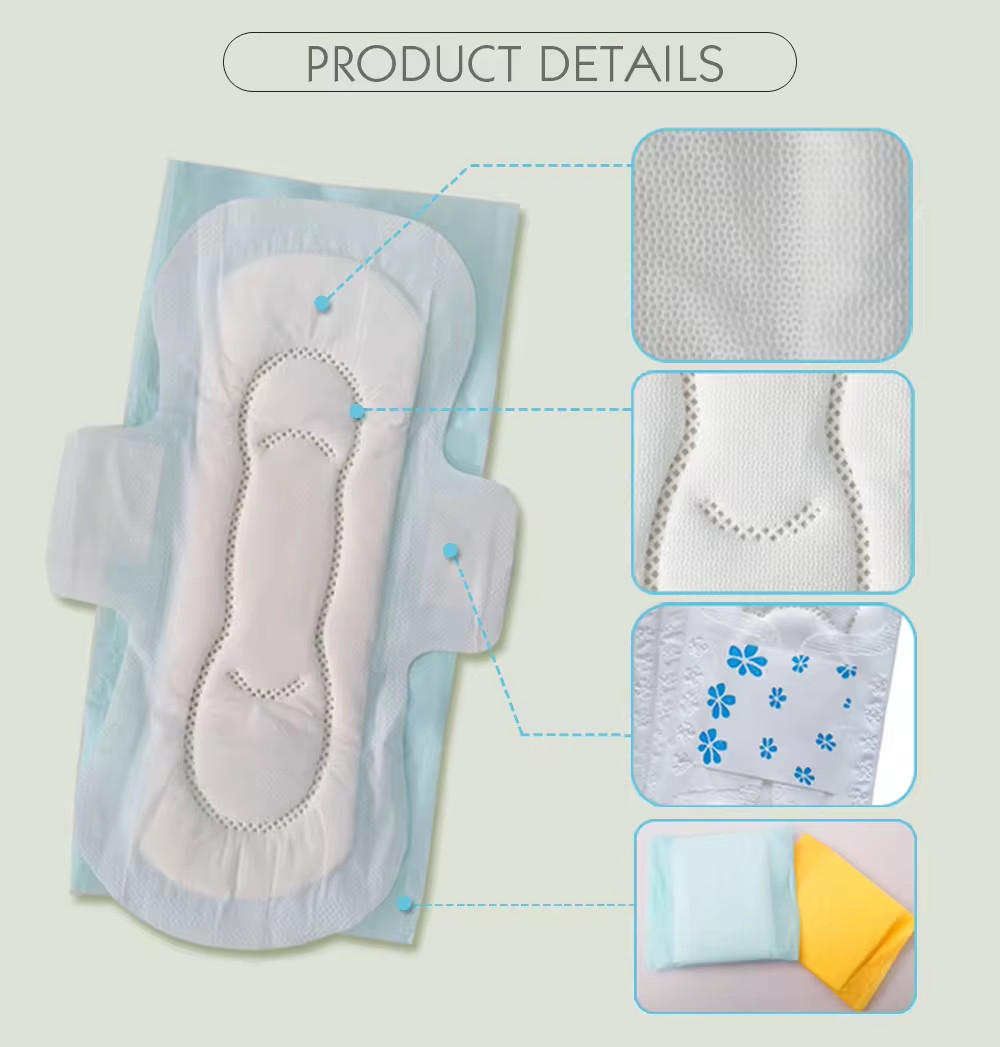 Hypoallergenic Cotton Night Sanitary Towel Pads With Ultra Absorbent Mesh Top Sheet
