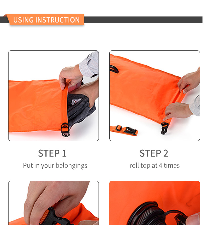 109T nylon PVC 0.35mm Waterproof swim float dry bag Customized Logo