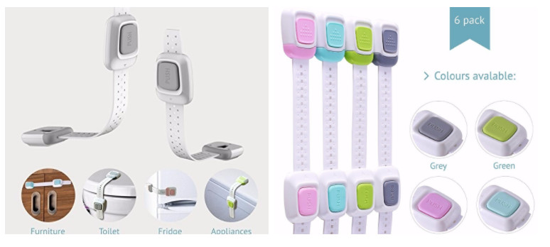 Eco Friendly Child Safety Cabinet Locks , Double Button Toddler Safety Cabinet Locks