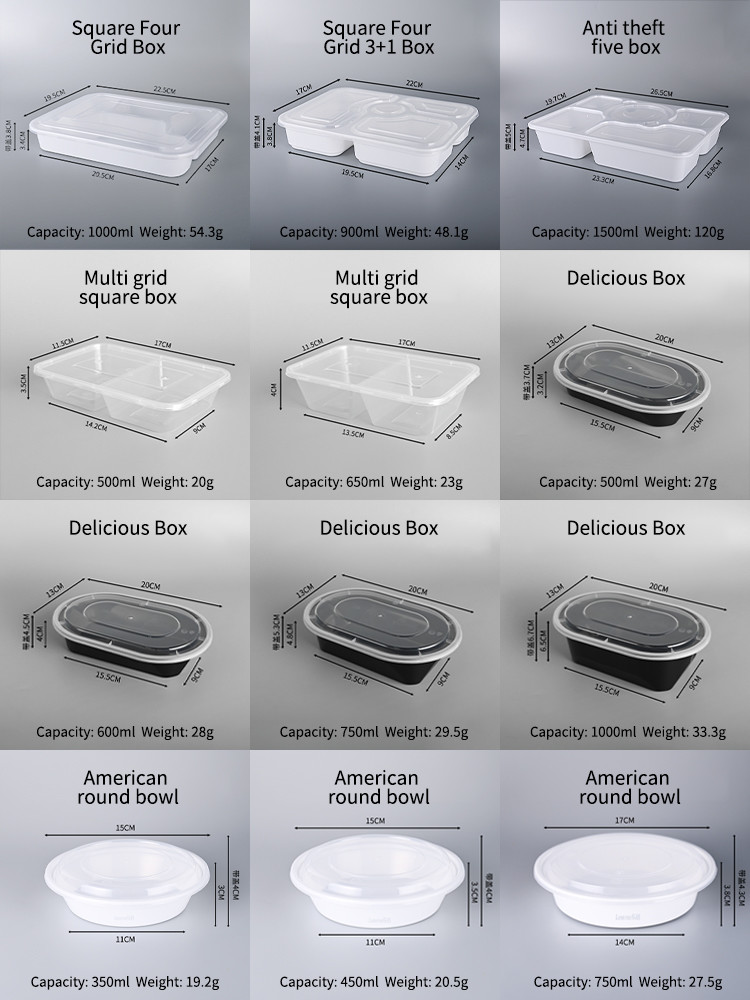 UV Coating Disposable Plastic Food Containers Microwave And Freezer Safe Box