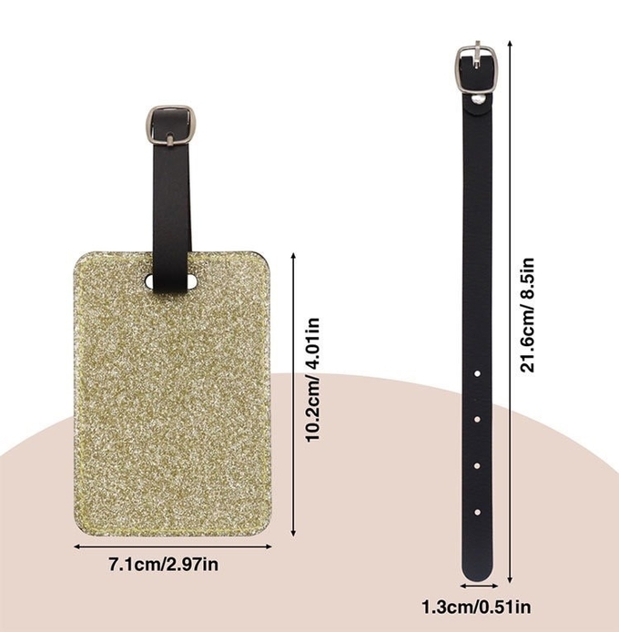 Double Sided Sparkle Custom Leather Luggage Tags For Sublimation Printing