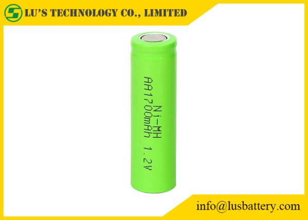 Flat Top Green Color 1.2 V Rechargeable Battery AA1700mah Low Internal
