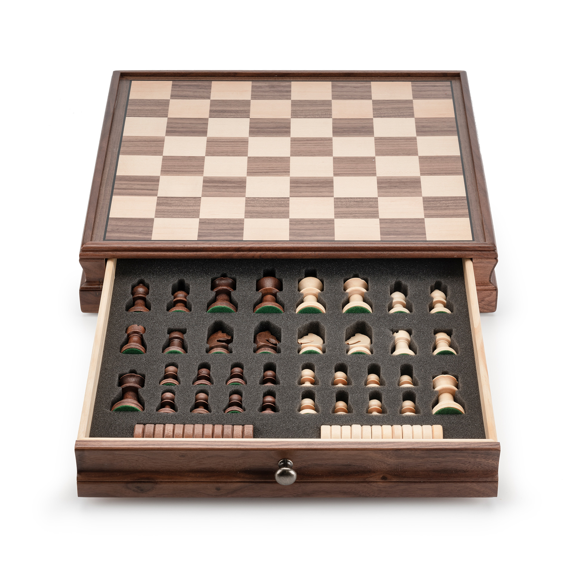 Walnut Chess Checkers Suit Drawer/High-Grade Solid Wood Chess Box/Wooden Chess