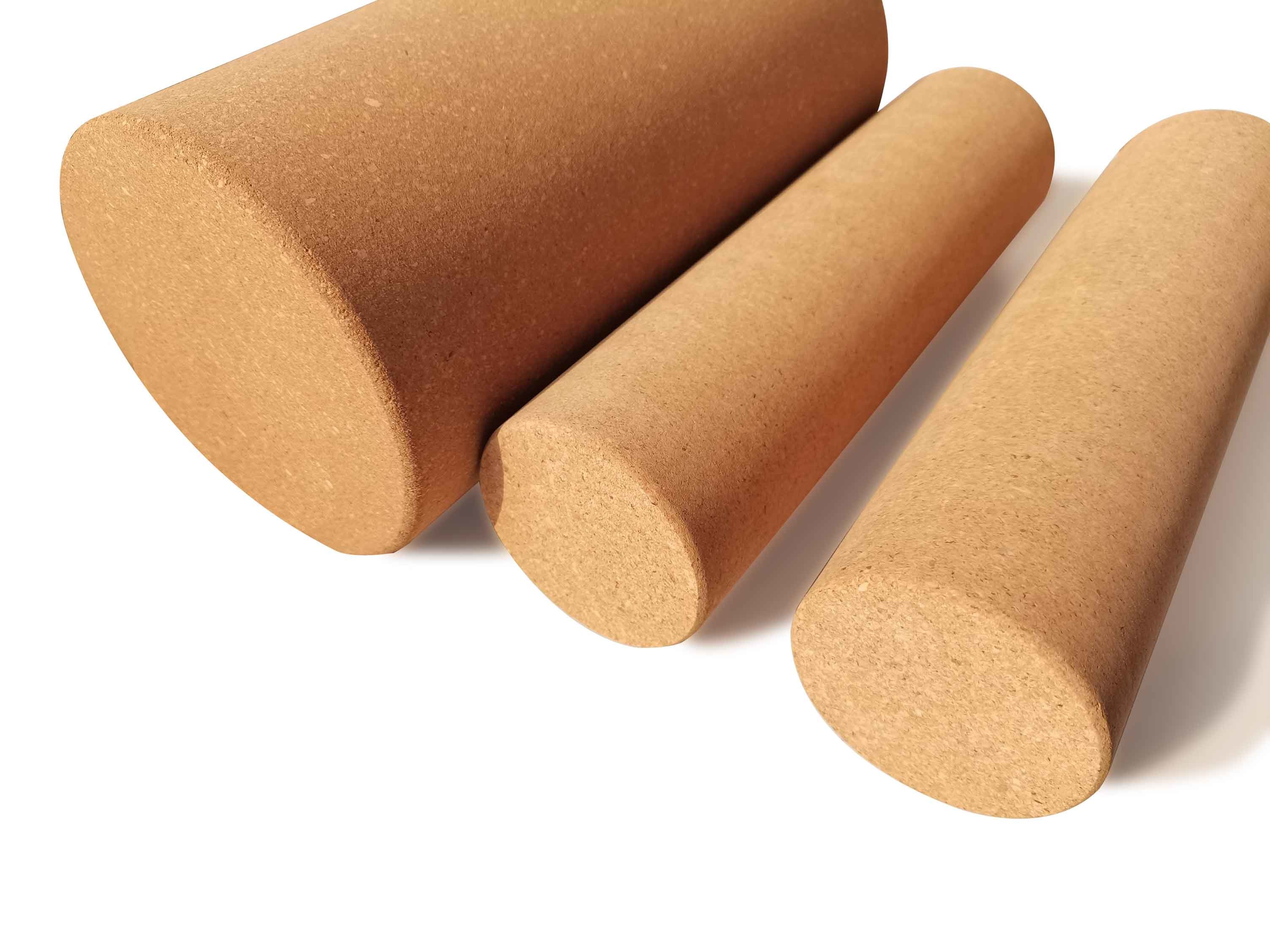 High Density FSC Natural Cork Yoga Pillar Roller D100*300mm Fine Grain Muscle Relief