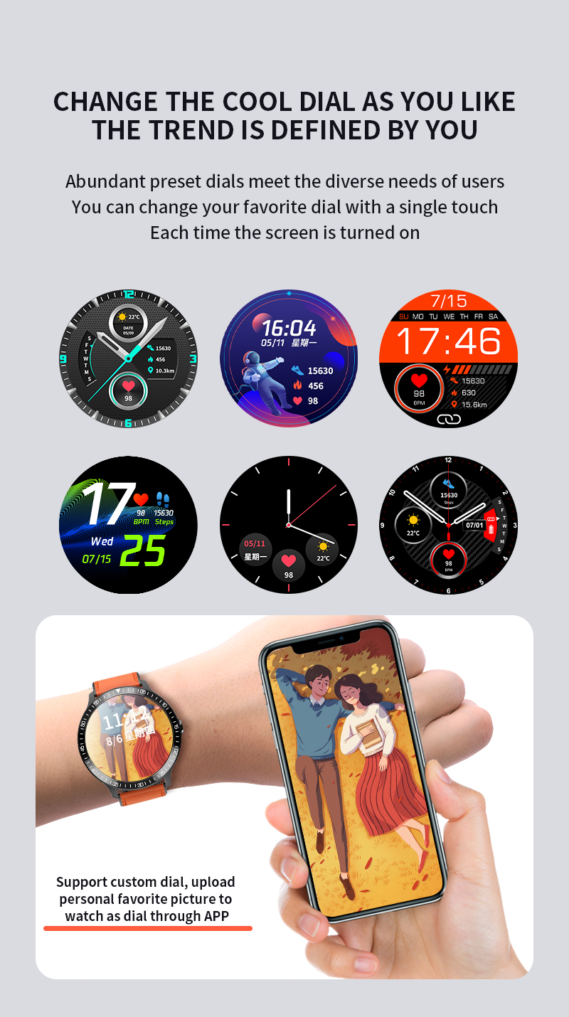 1.28 Inch TFT Health Monitoring Smartwatch Sedentary Reminder 200mAh Alarm Clock