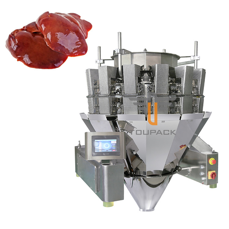 14 Hoppers Sticky Material Multihead Weigher Chicken Liver Screw Combination Weigher