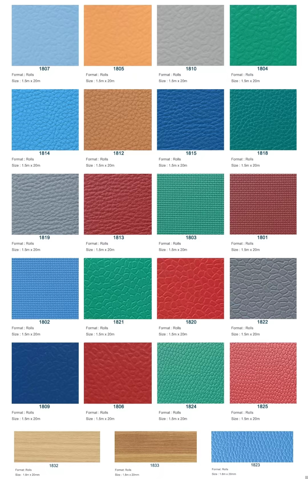 1.8m Width Relle PVC Vinyl Table Tennis Court Flooring Mat for Training