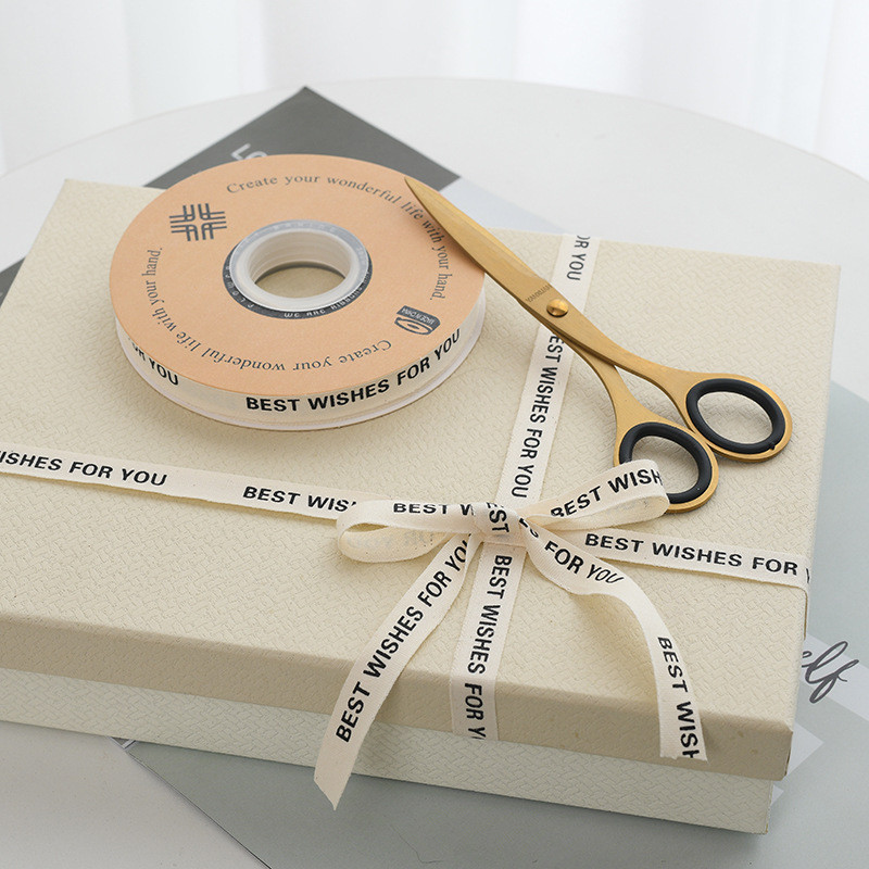 13mm Logo Cotton Ribbon Literary Fresh Flower Bouquet Cake Decoration Gift Box Ribbon DIY Material Packaging Ribbon