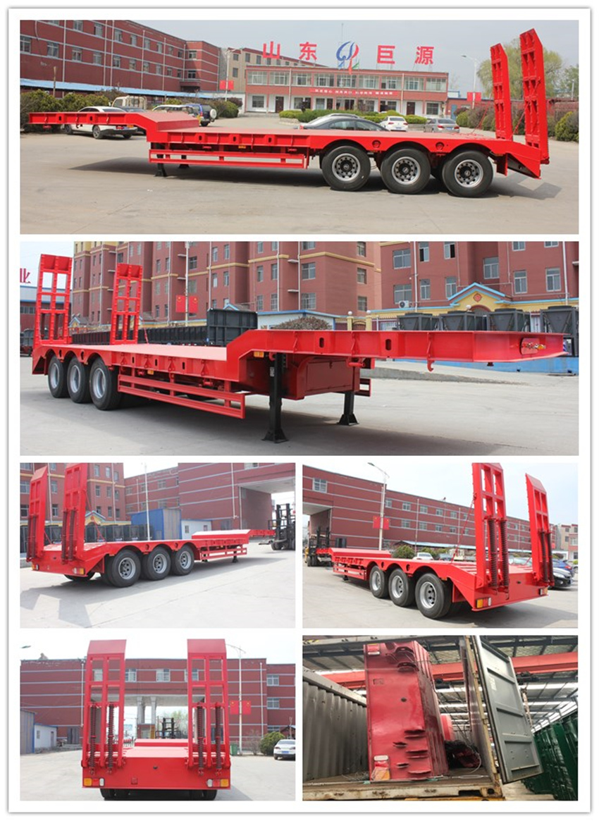 - 3 Axles Detachable Lowbed Modular Lowboy Semi Trailer Equipment with Hydraulic Ramp