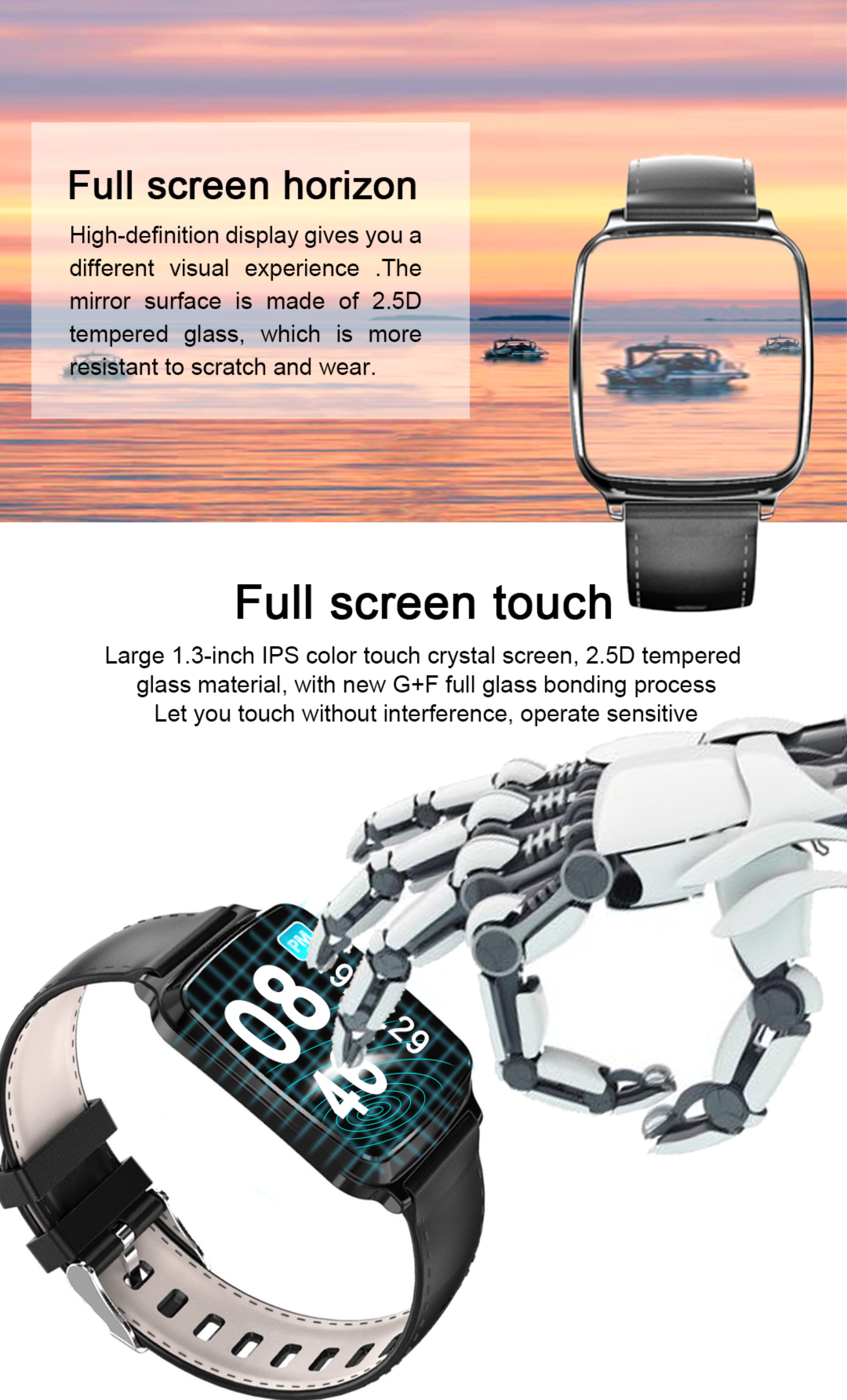 Leather M10 LCD Smart Watches For Apple BLE 170mAH Headset Outdoors Android