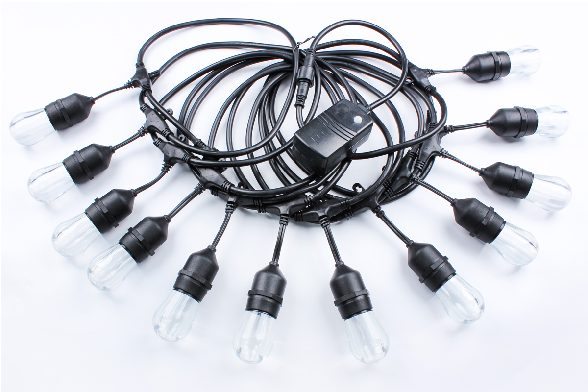 RGBW LED Lights Smart String Lights Christmas IP65 Outdoor 2.4GHz Wi-Fi App Alexa Controlled 24ft 12 LEDs Festoon Lighting