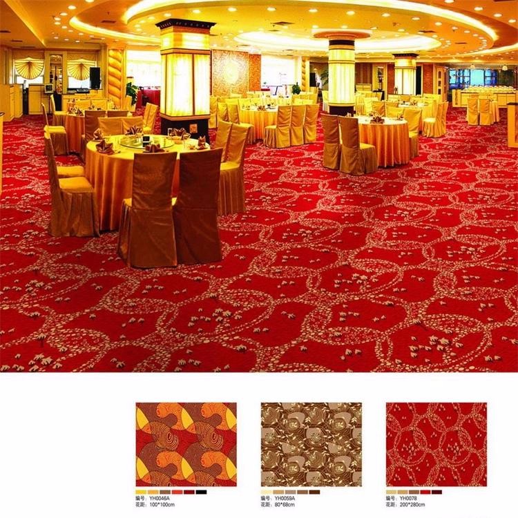 Custom cut pile printed red nylon carpet for banquet hall