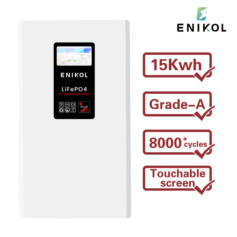 51.2V 300Ah 15360Wh Lithium Iron Phosphate Battery Home Energy Storage Battery with Touchable Screen