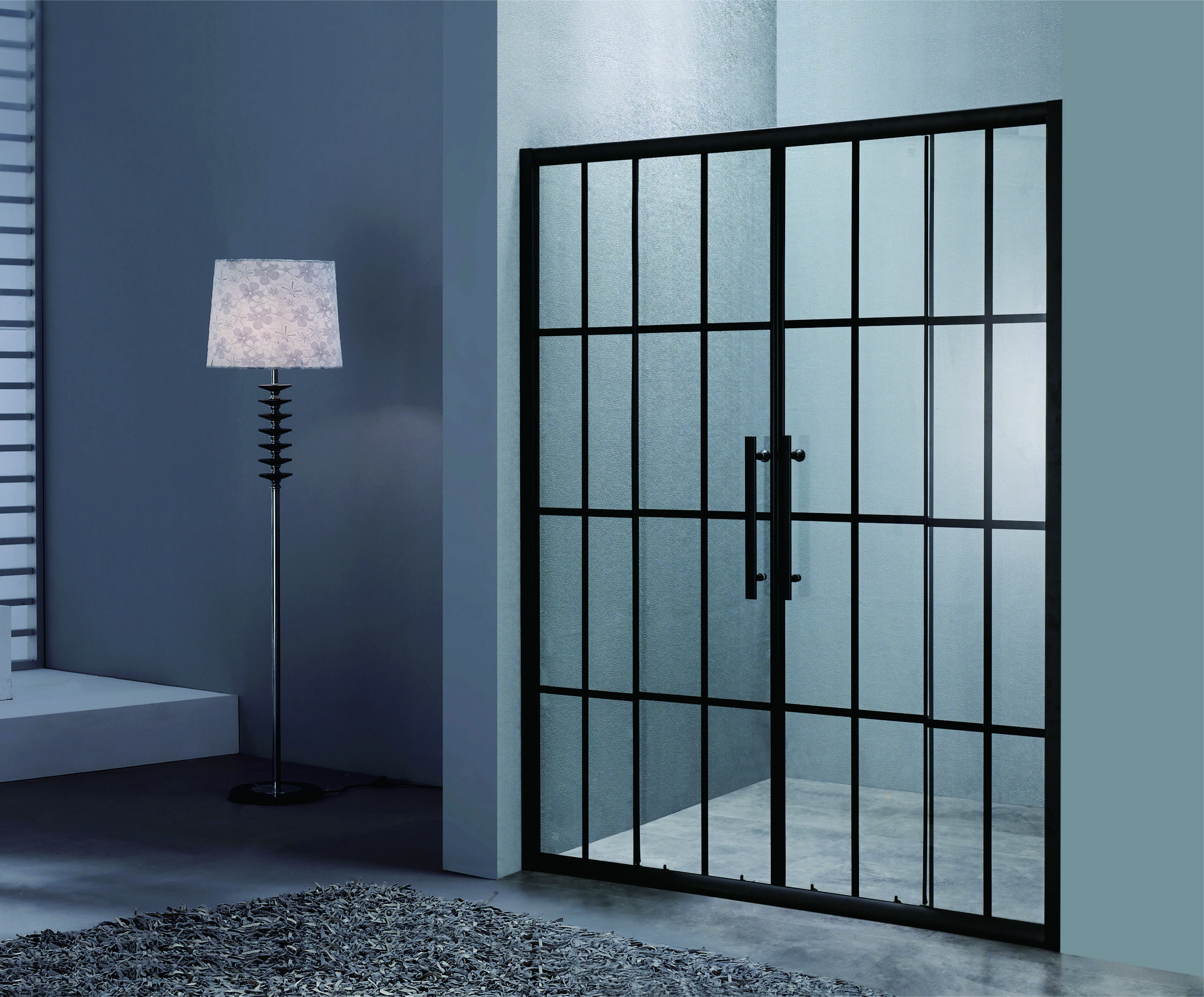 Black Aluminium Frame Sliding Shower Doors With 120*190cm Size And Tempered Glass