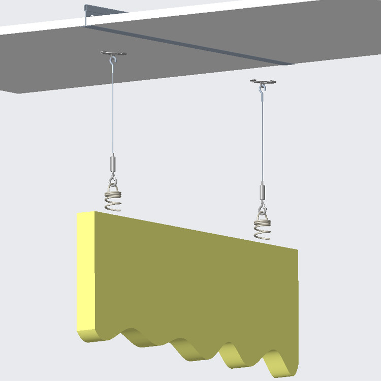 Helical spring anchor connected to absorber anchor for the suspension kit soundproof plate