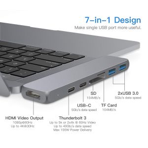 USB C Hub Type C Adapter, Compatible with MacBook Pro 2016/2017/2018 13&quot;15&quot; 40Gbs Thunderbolt 3,Type C Data Port,4K Manufactures