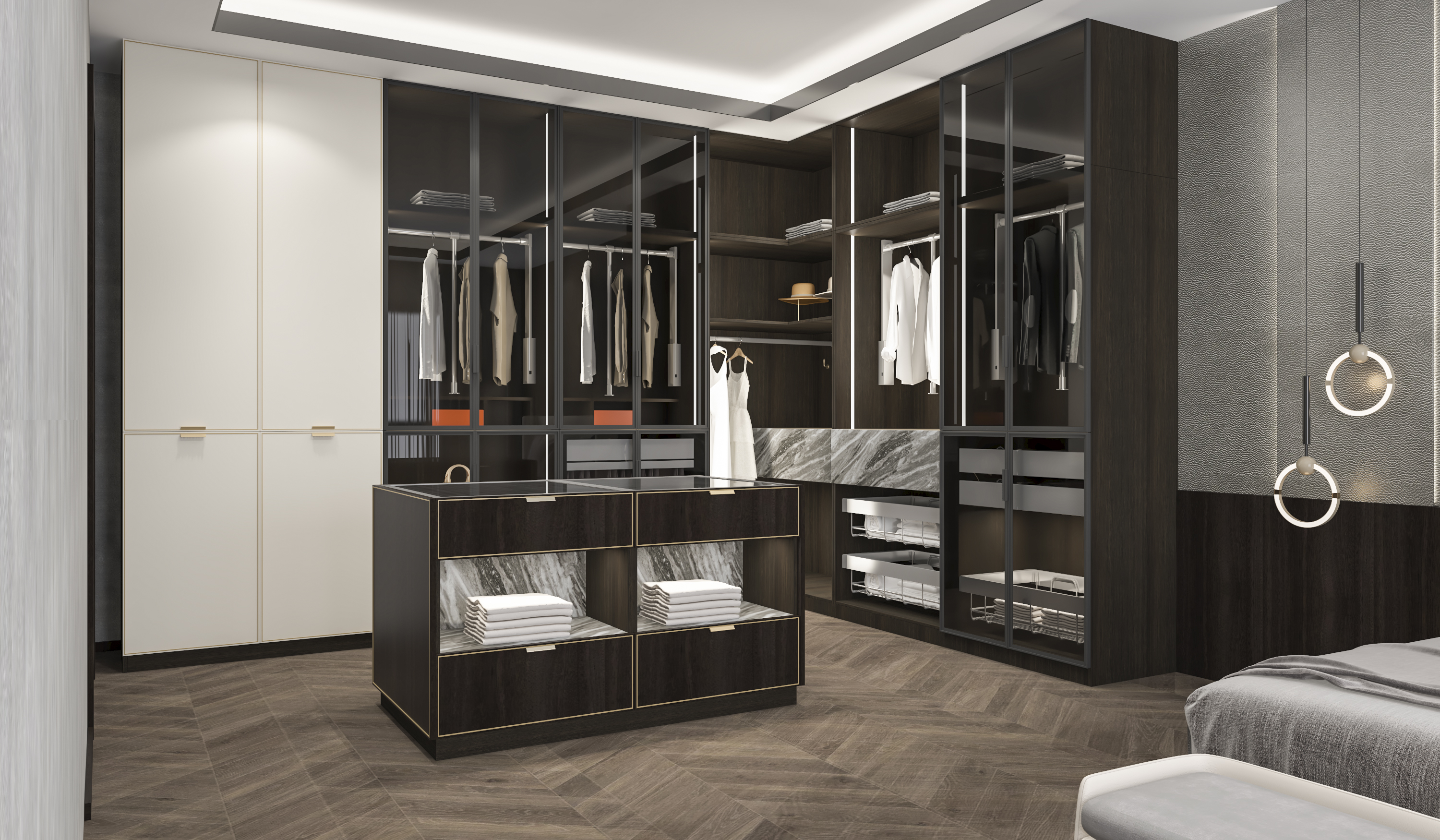 Home Furniture YALIG Modern Custom Wooden Bedroom Wardrobe Cabinet with Mail Packing N
