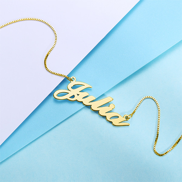 1.8ft 0.07oz Custom Silver Necklaces Trendy Festival Gold Name Plate Necklace