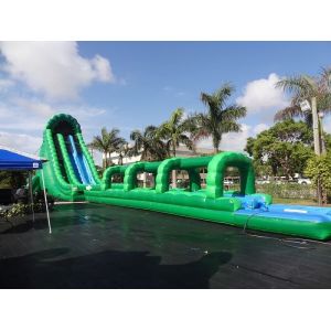 36 Feet Tall Hulk Inflatable Water Slides Green Long Crazy Wet Slide With Pool
