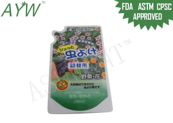 Safety Pesticide Liquid Pouch Refill Packs For Flower , Flexible Green Plastic
