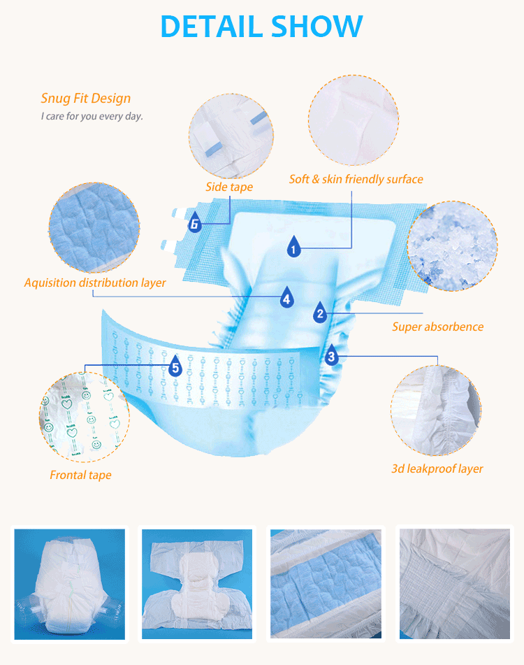 Anti-Leak Adult Diapers Pants 6000 Printed Thick Adult Diapers with OEM ODM Acceptable