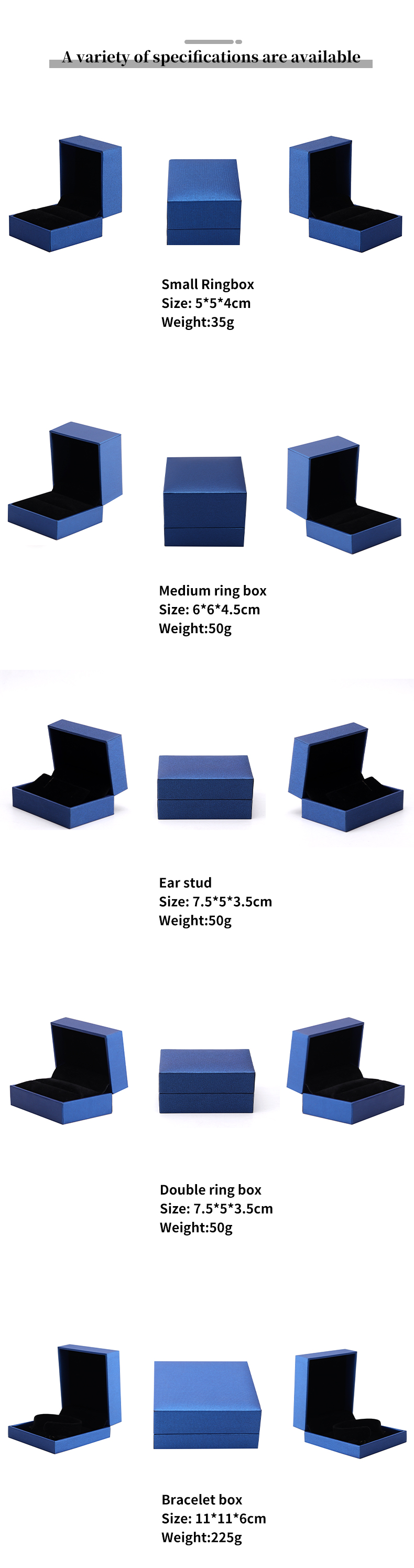 Blue Luxury Paper Jewelry Box Custom Logo Earrings Necklace Pendant Ring Packaging