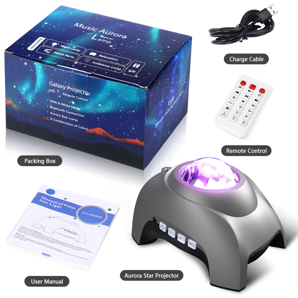 Aurora Projector Star Night Lights Northern lights Galaxy Projector for Bedroom Kids Gift with Wireless Speaker & White