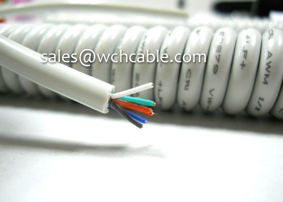 UL20279 (26AWG) 5 Conductors Waterproof TPU Spiral Cable Grey Jacket Low Voltage 30V