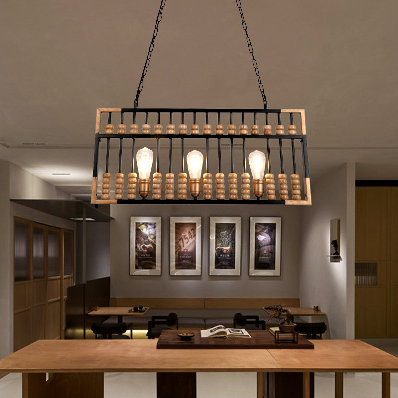 Industrial Vintage Loft Wood Abacus Chandelier Restaurant Coffee Shop Bar Creativity Boat lamp(WH-VP-239)