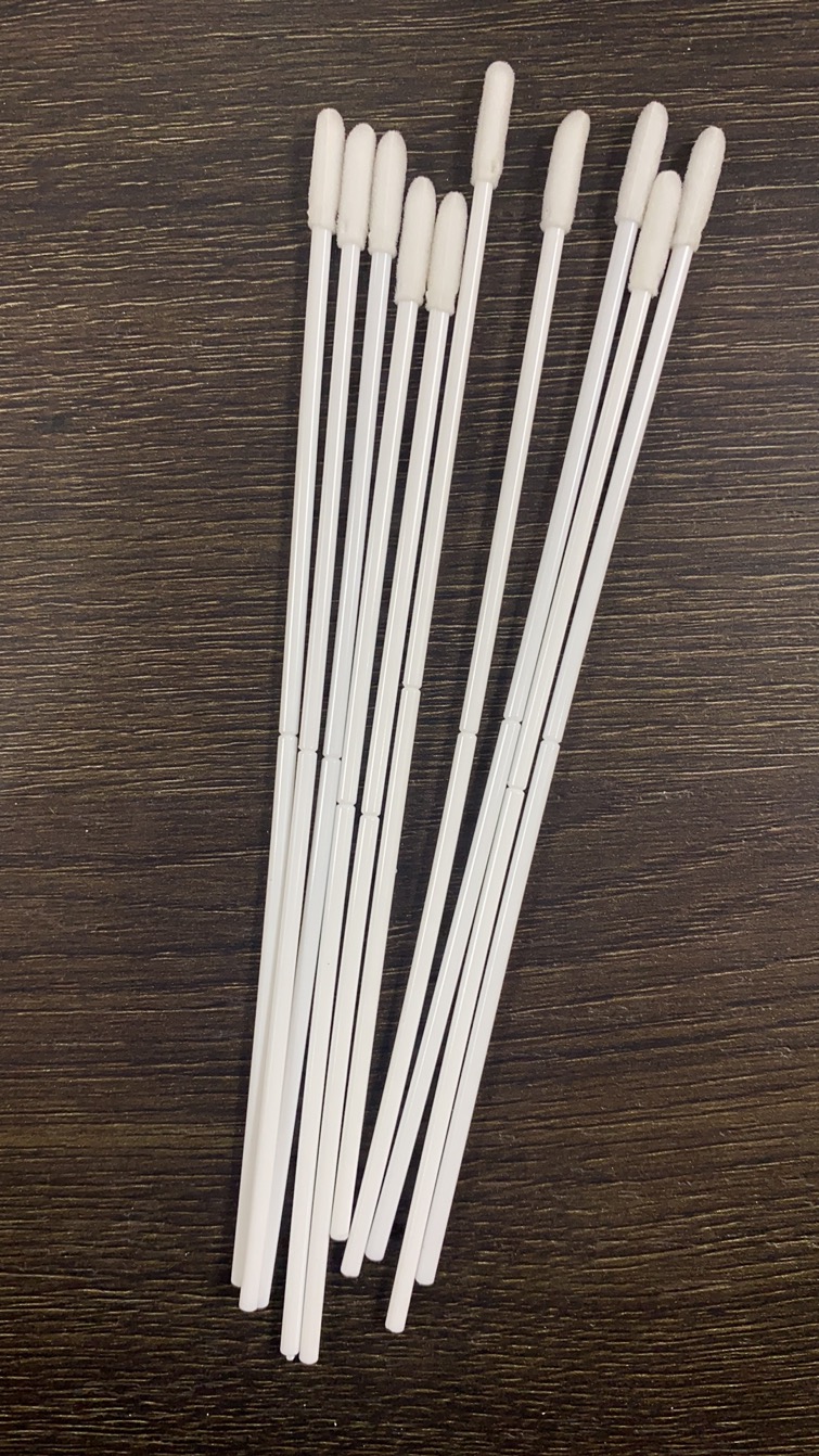 White Sponge Throat Swab Stick , Combined Throat And Nose Swab