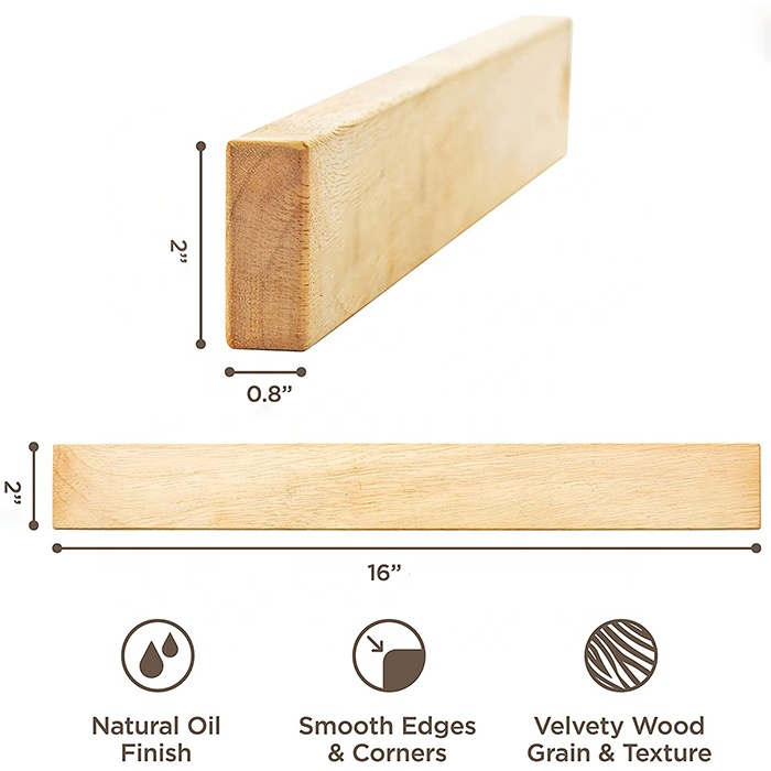 Eco-friendly 16 inch Magnetic Knife Strip Rubber Wood Kitchen Magnet Holder for Wall