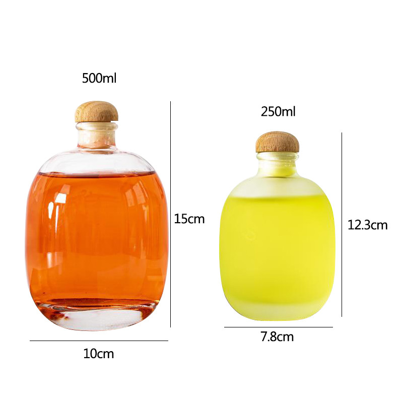 Beverage Flat 250ml 500ml Capacity Glass Juice Bottles