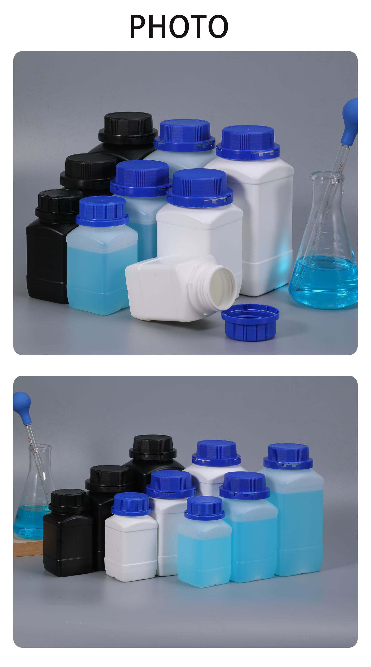 Corrosion Resistant UMETASS 1000ML Square Plastic Bottles for Ink Cream Liquid Storage