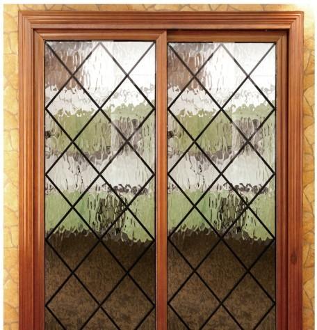 Decorative Door Inserts Wrought Iron Glass 12x12 Mm Black Steel Bar Light