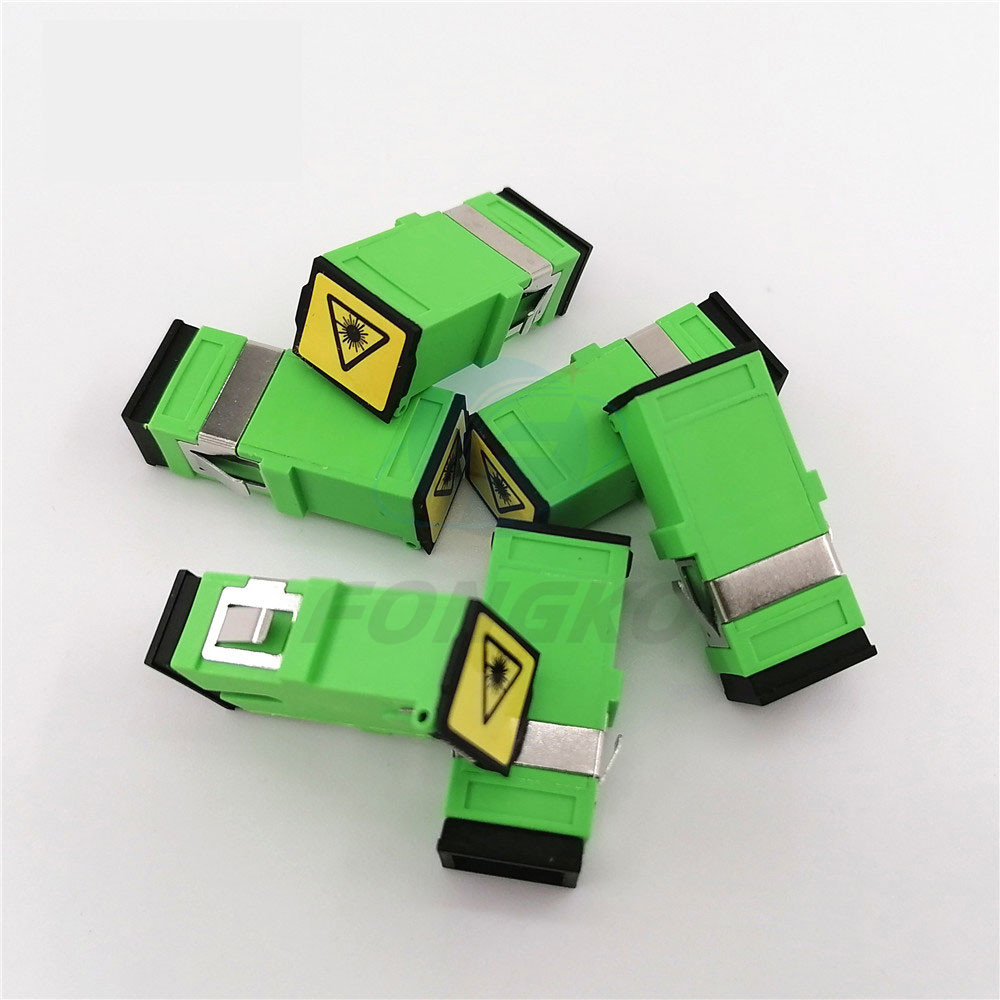 Black Auto Shutter SC/APC Adapter SC Simplex Green Shell Singlemode Fiber Optic Adapters