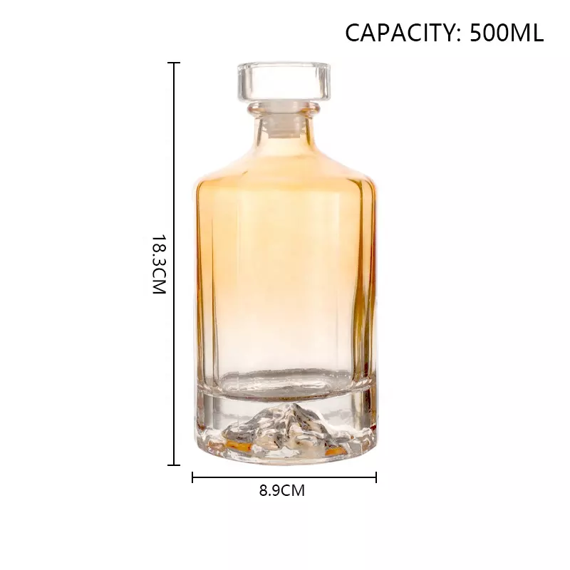 Glass Collar Whisky Vodka Bottle with Cork Cover 750ml Capacity Customized Luxury