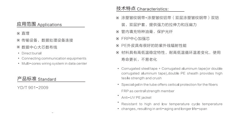 4/8/12 Core Non Metallic Reinforced Electrical Cable Buried Double Sheath GYFTA53