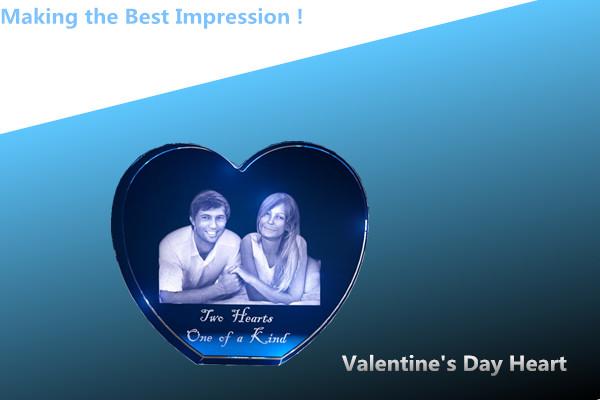 valentine's day heart/3d crystal heart awards/crystal heart trophy/blank crystal