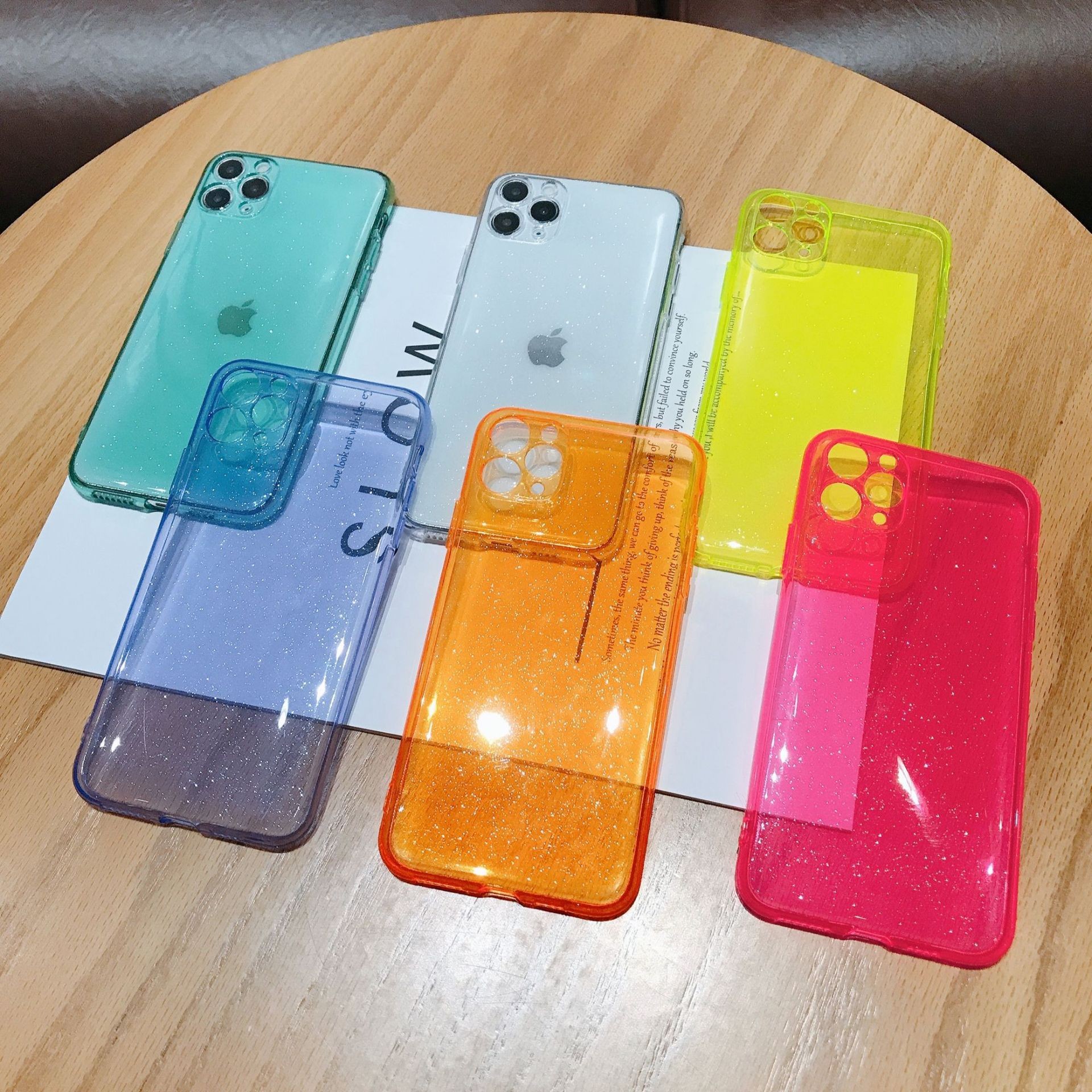 Iphone 11 Shockproof Phone Cases Neon Glitter Camera Protector 1.5mm Thickness Durable