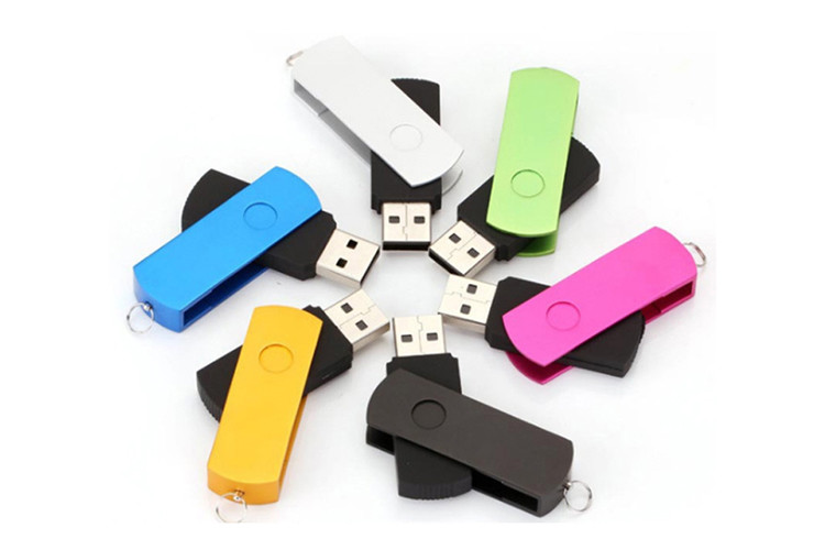 Factory supply 64G 2.0 red color swivel twist metal USB with customized logo and package show life brand