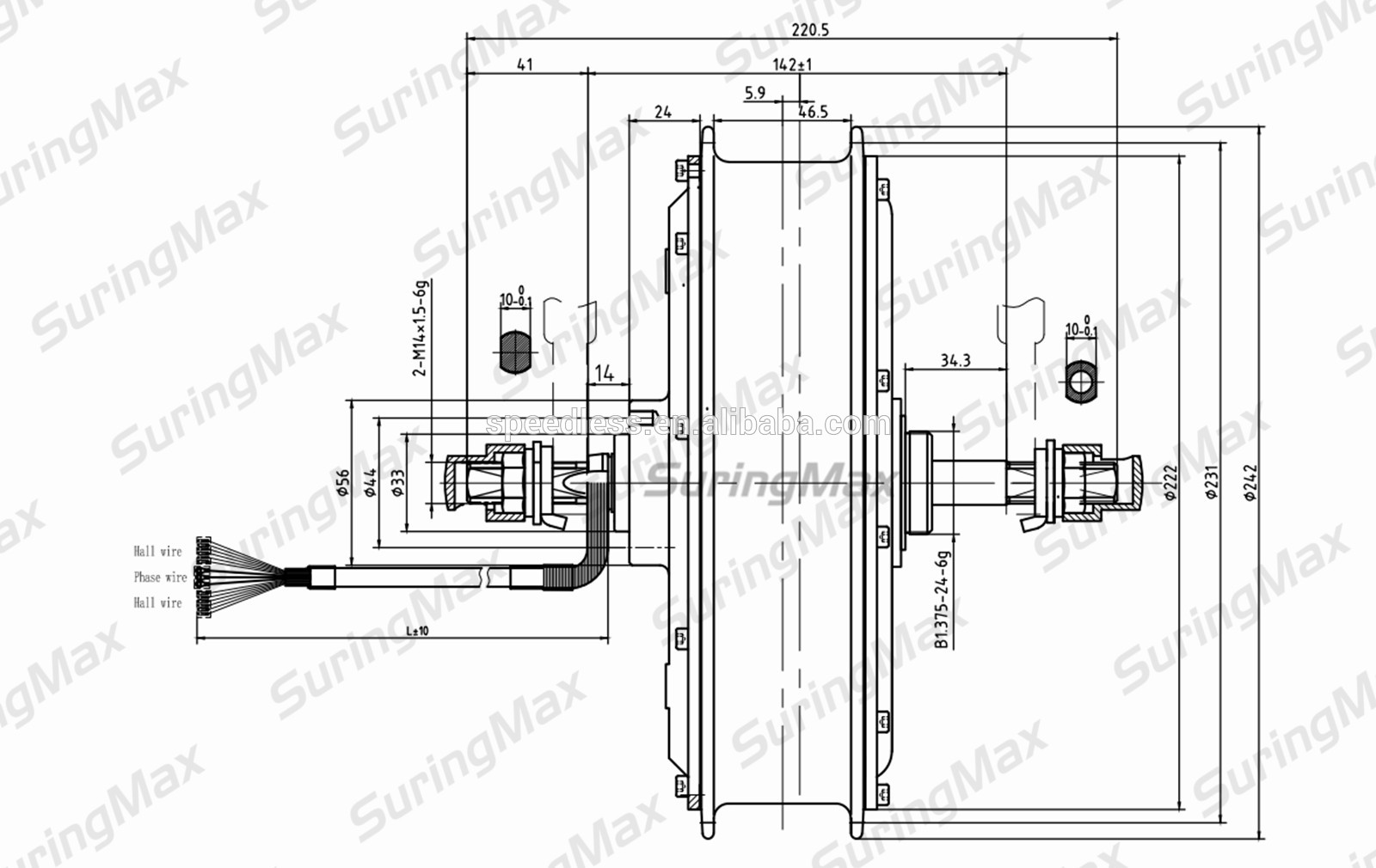 72v 3000w brushless dc hub motor