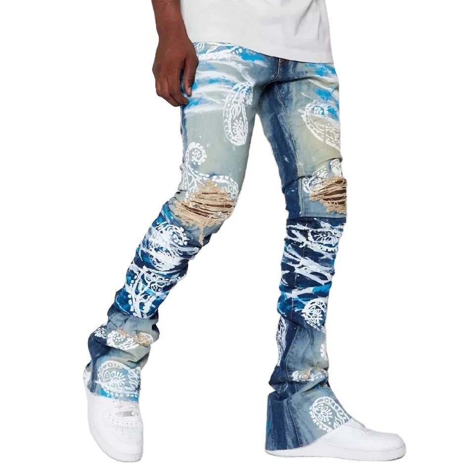 Sublimation Printed Drop Crotch Sweatpants Baggy French Terry Sportswear Oversized Fashion