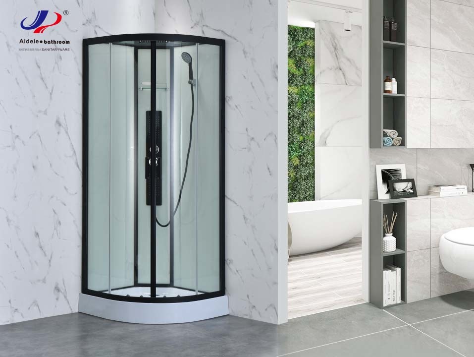 Modern Design Shower Room With Matt Black Frame And 4/5mm Tempered Glass With Glass Roof